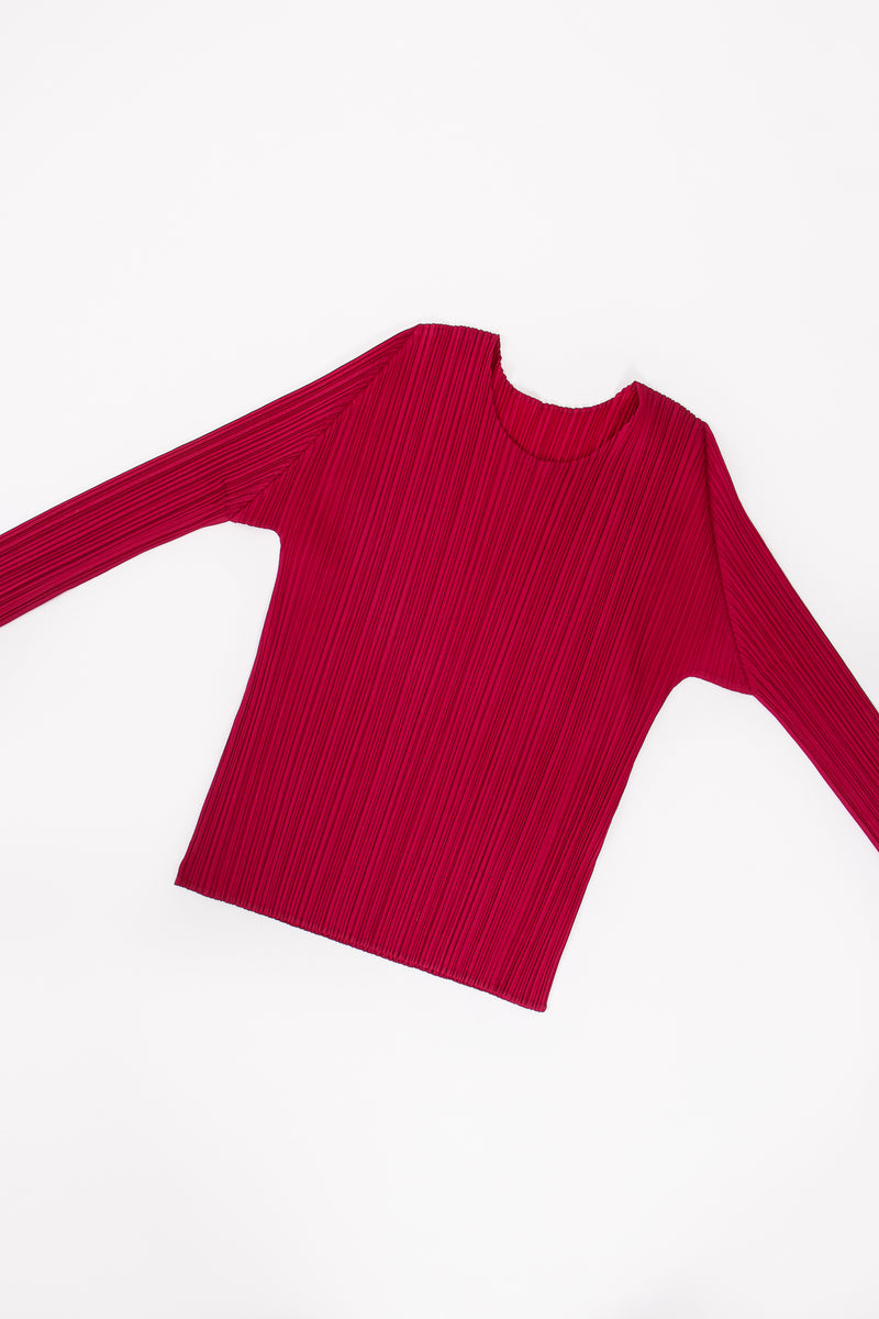 Vintage Issey Miyake Pleats Please Raspberry Pleated Scoopneck Top flat at Recess LA