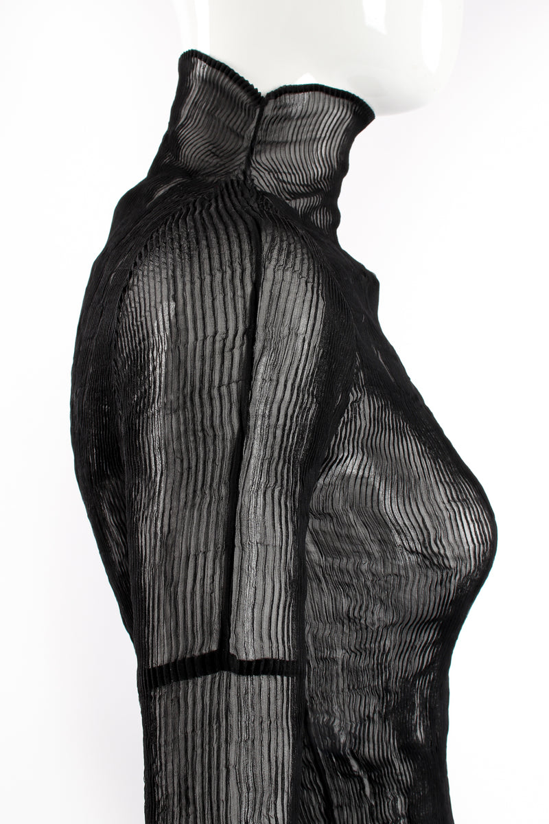 Vintage Issey Miyake Sheer Pleated Tissue Turtleneck on Mannequin side crop at Recess LA