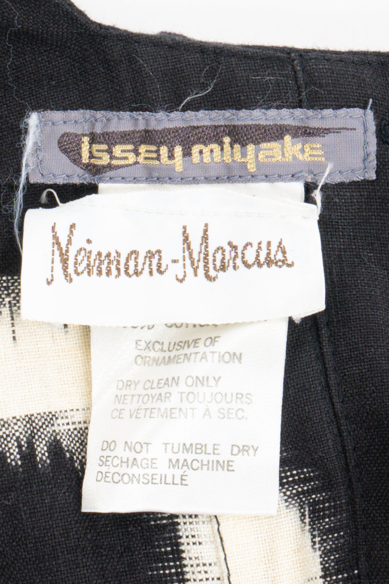 Vintage Issey Miyake Kasuri Shibori Style Draped Dress labels at Recess Los Angeles