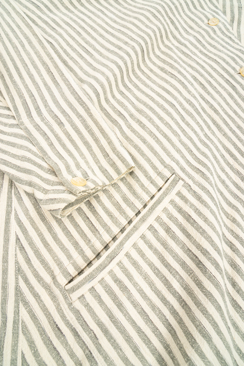 Vintage Issey Miyake Cotton Striped Duster Jacket pocket detail at Recess Los Angeles