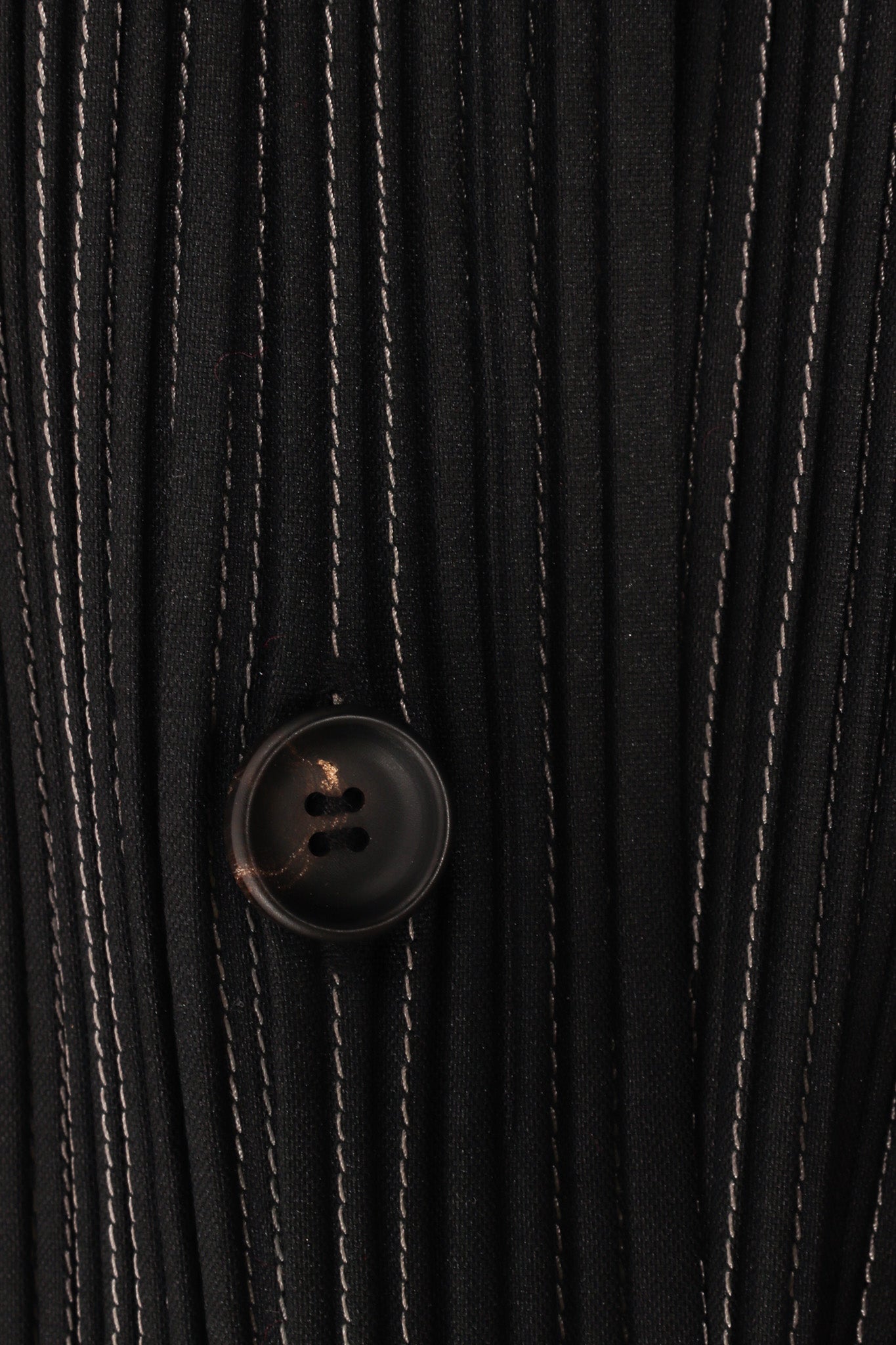 Vintage Issey Miyake Plissé Pleat Pinstripe Duster button detail @ Recess Los Angeles