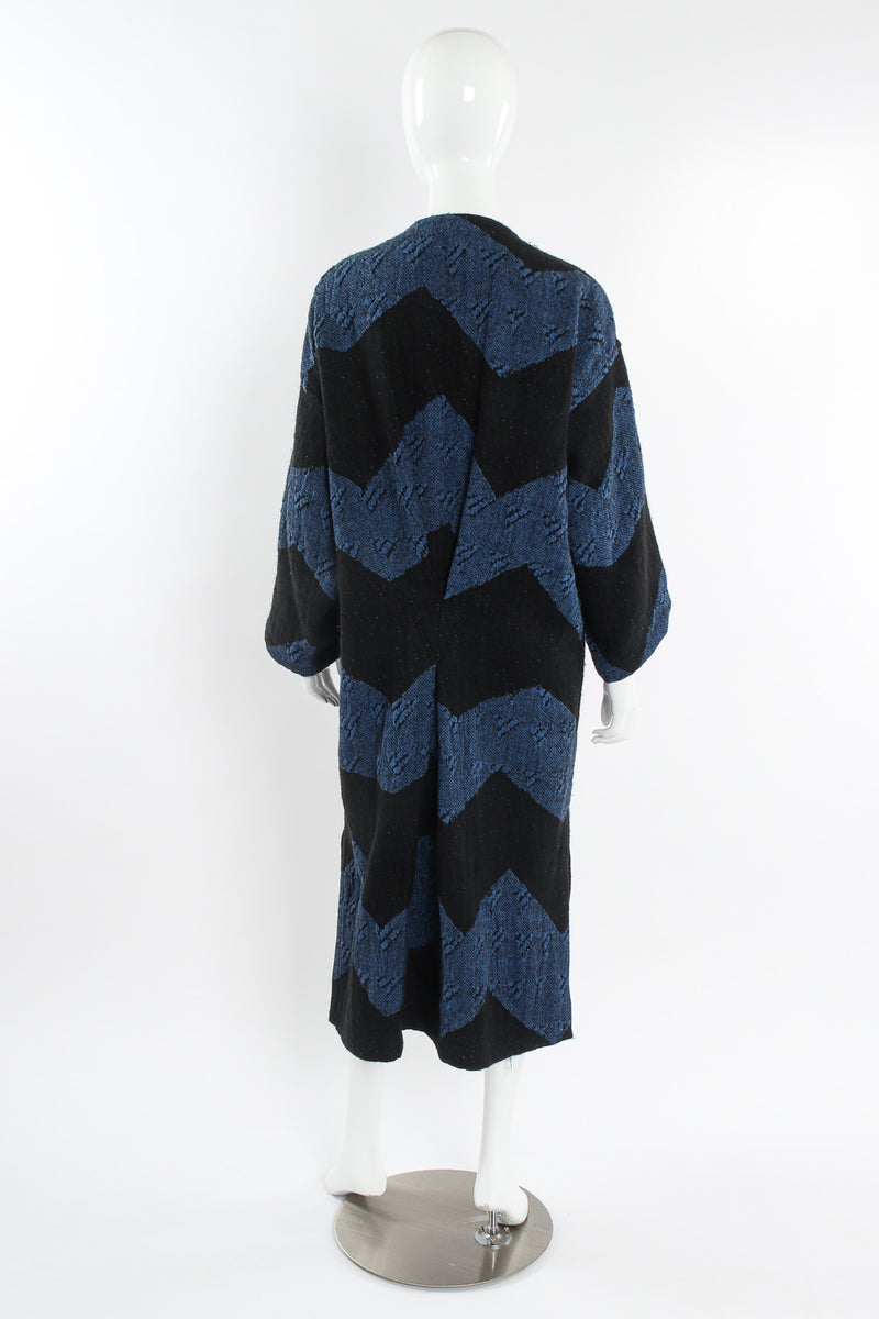 Vintage Issey Miyake 1980s Geo Stripe Textured Linen Duster mannequin back @ Recess LA