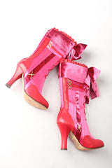 John Galliano Lolita Punk Satin Velvet Bow Boots