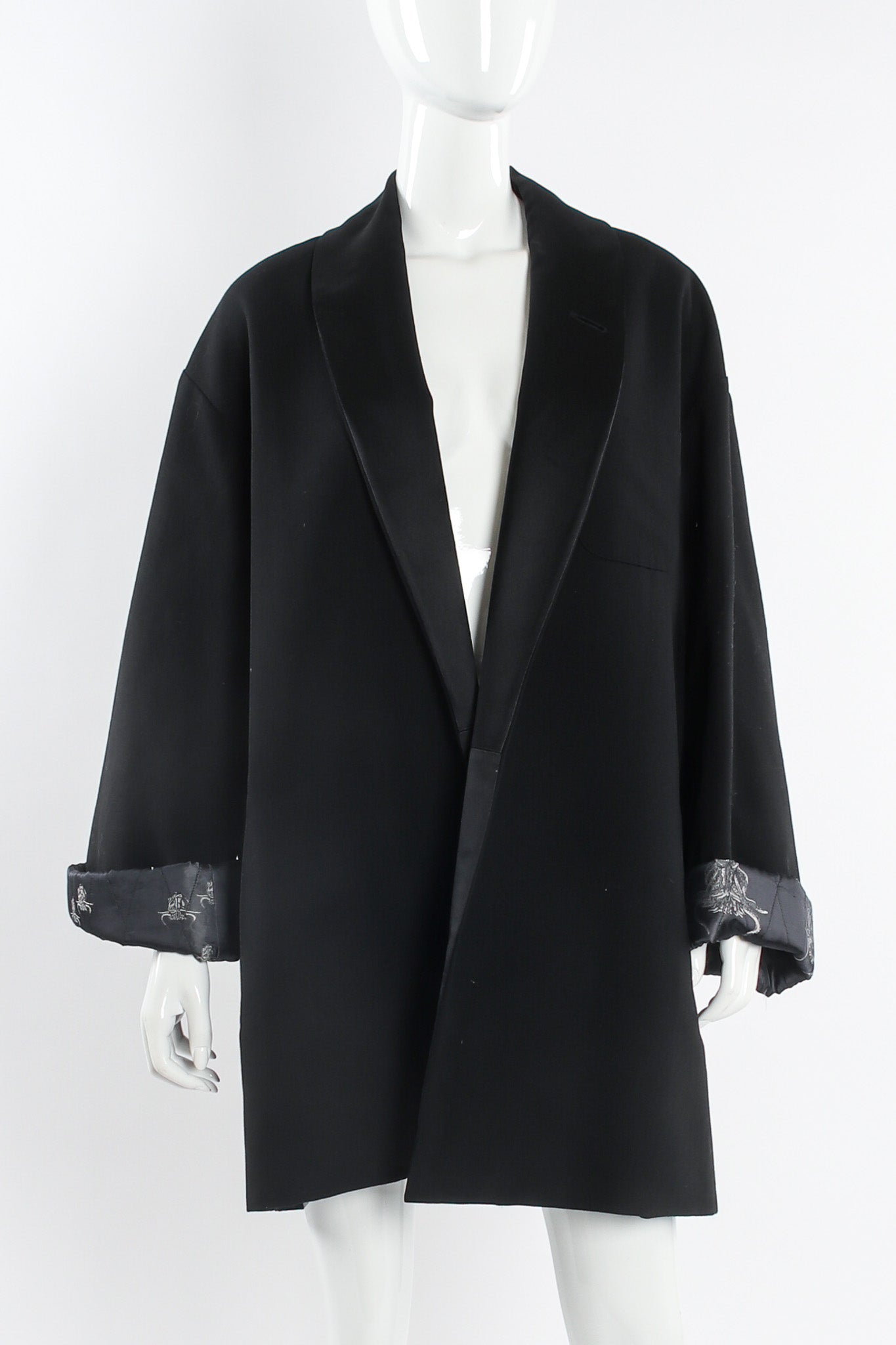 Vintage Jean Paul Gaultier Homme Formal Smoking Coat mannequin front unbuttoned @ Recess LA