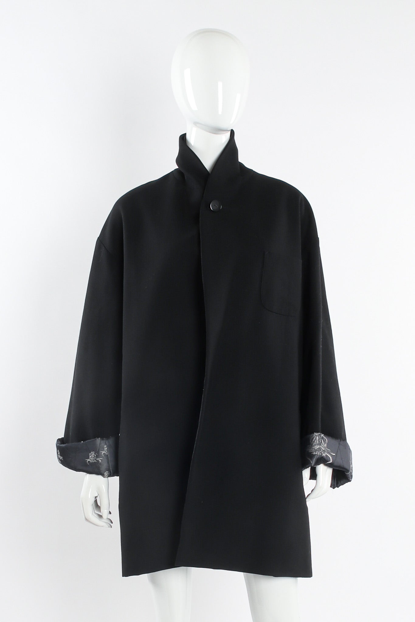 Vintage Jean Paul Gaultier Homme Formal Smoking Coat mannequin front buttoned @ Recess LA