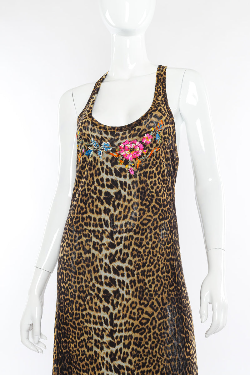 Leopard dress by Jean Paul Gaultier on mannequin front close @recessla