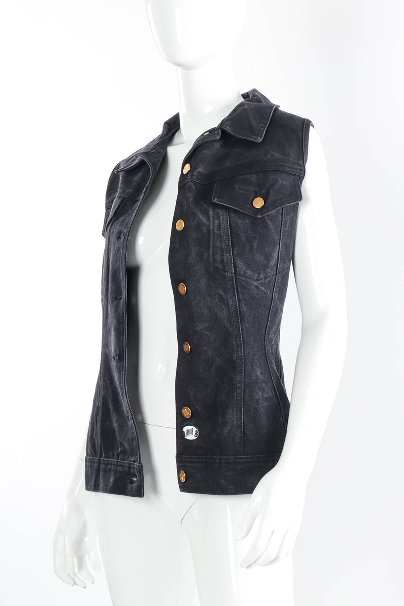 Vintage Jean Paul Gaultier Denim Lace Up Vest mannequin button open @ Recess Los Angeles