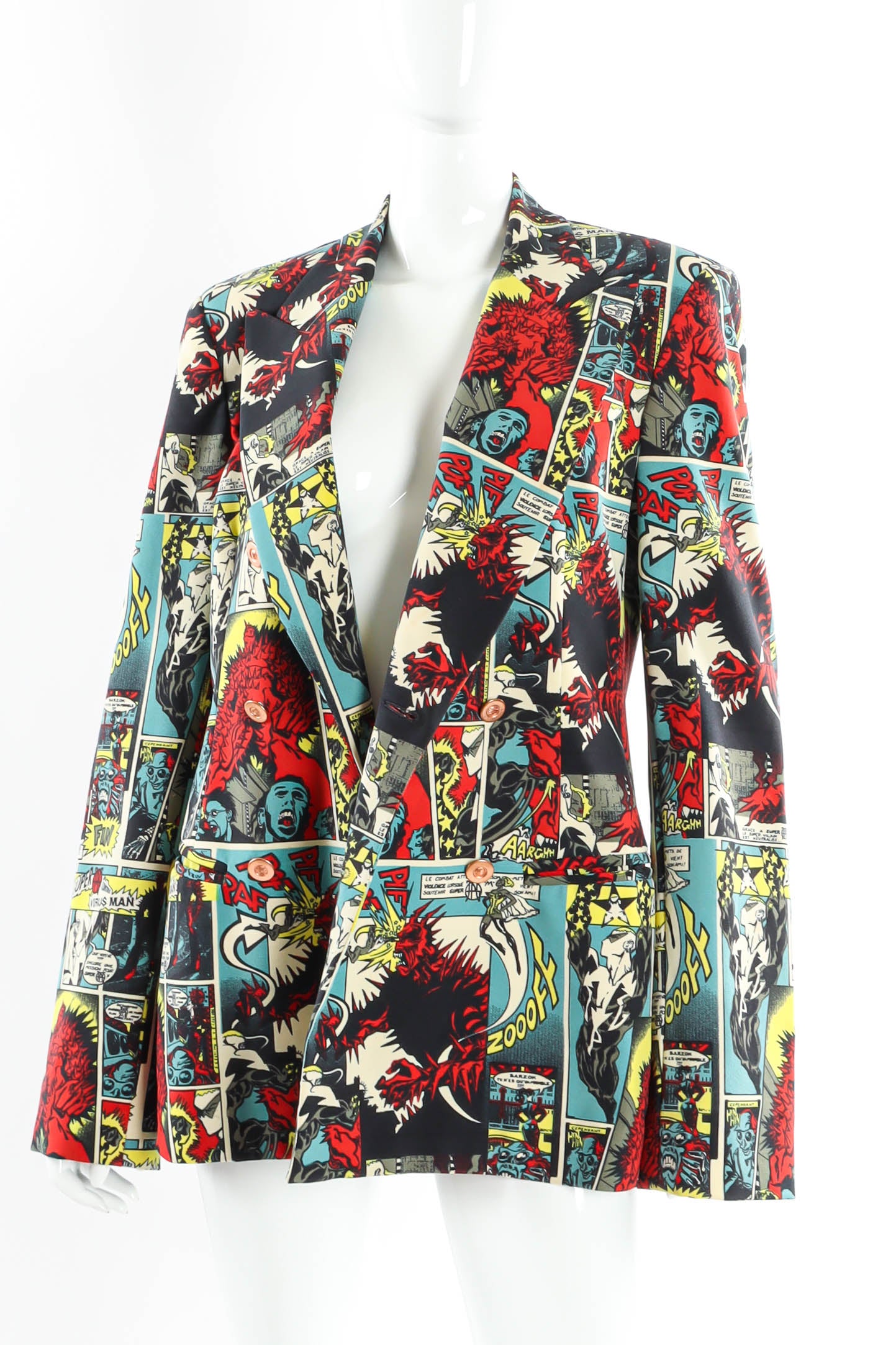 Vintage JPG Monogram Comic Book Blazer front close up @ Recess LA