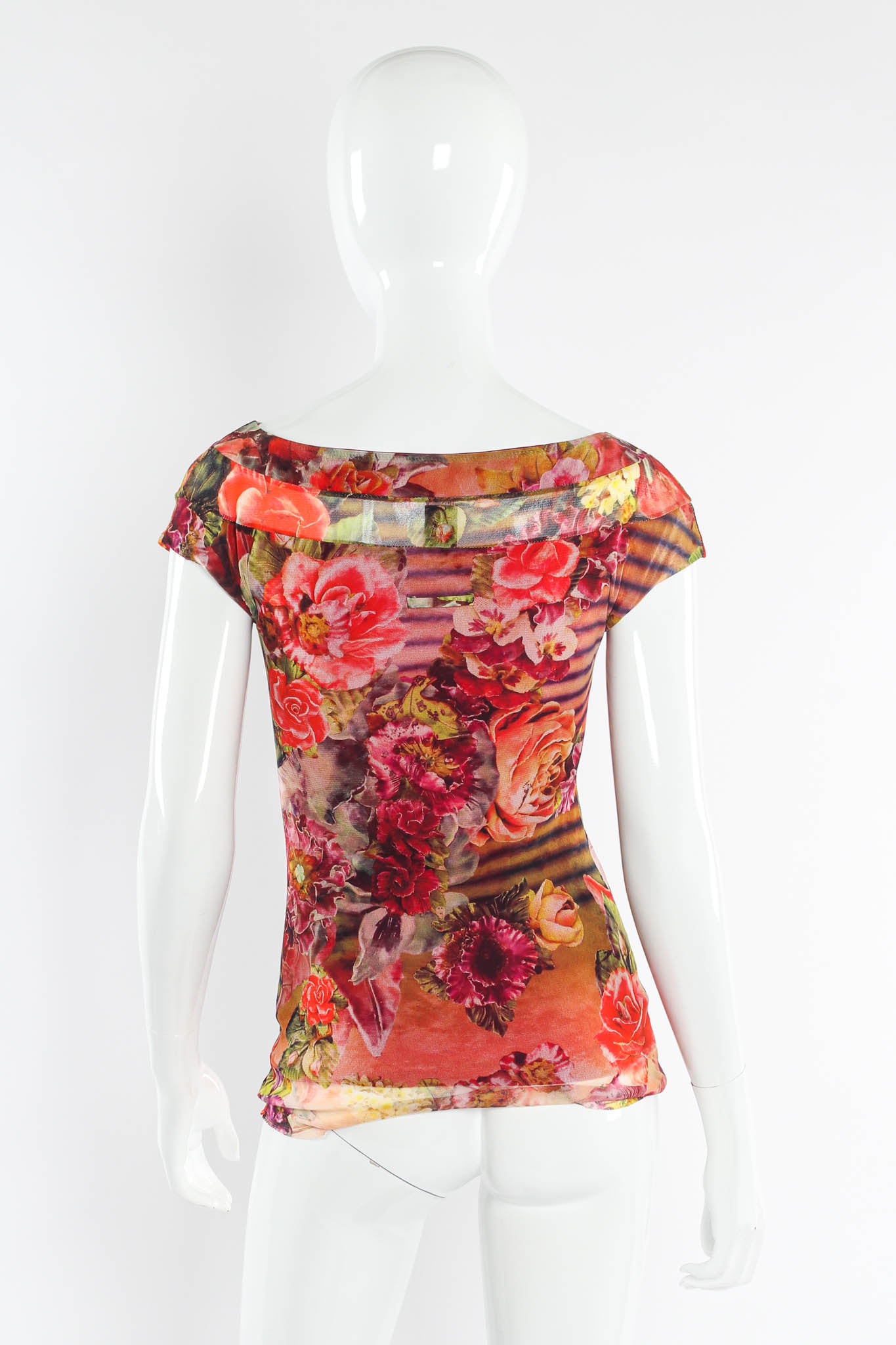 Vintage Jean Paul Gaultier Soleil Floral Bloom Mesh Top mannequin back @ Recess LA