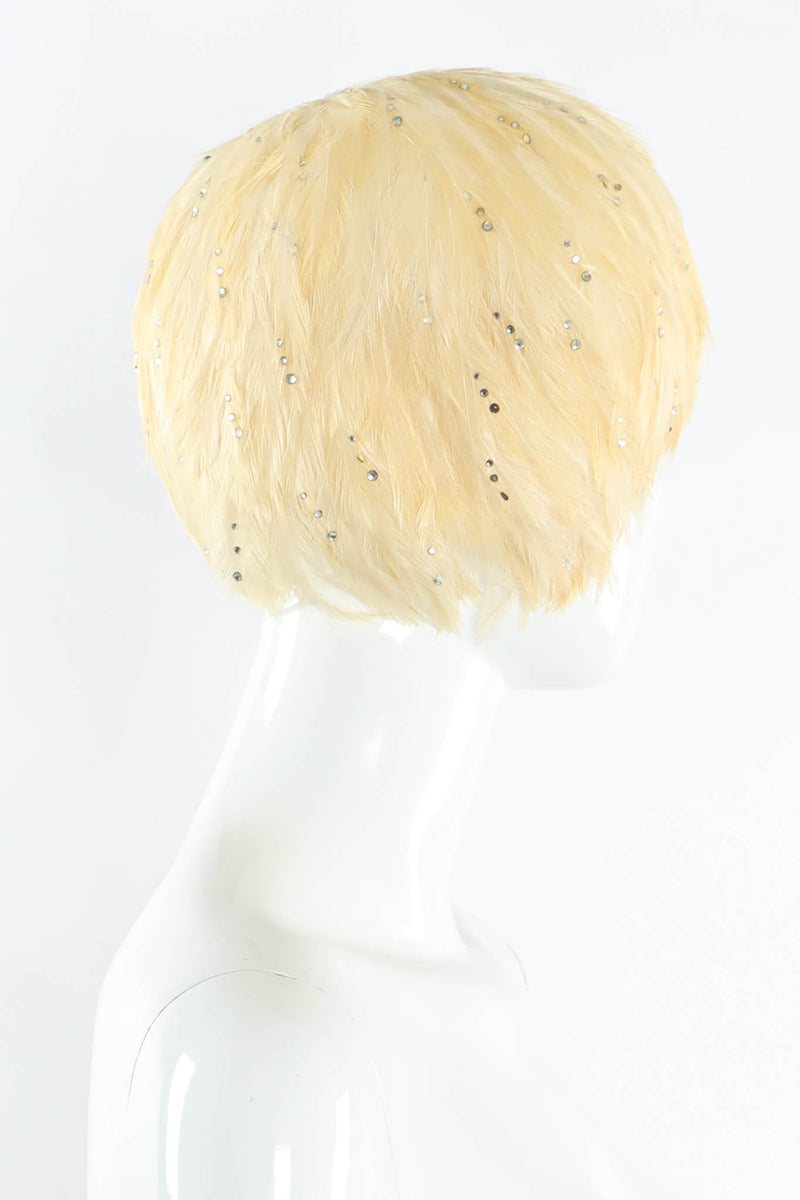 Vintage Jack McConnell Blonde Rhinestone Feather Hat mannequin side @ Recess Los Angeles