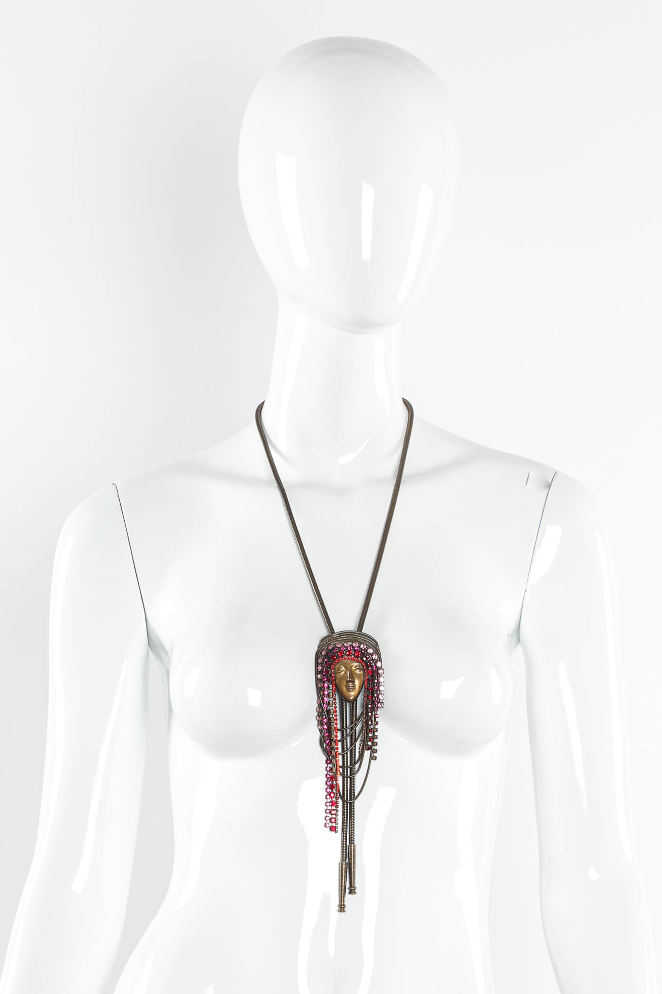 Jeweled Face Bolo Tie Necklace