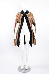 Vintage Jacob Diamond Velvet Tapestry Carpet Cape on Mannequin front armholes at Recess Los Angeles