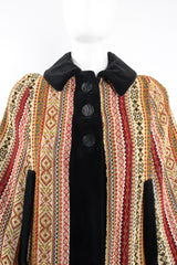 Vintage Jacob Diamond Velvet Tapestry Carpet Cape on Mannequin front crop at Recess Los Angeles