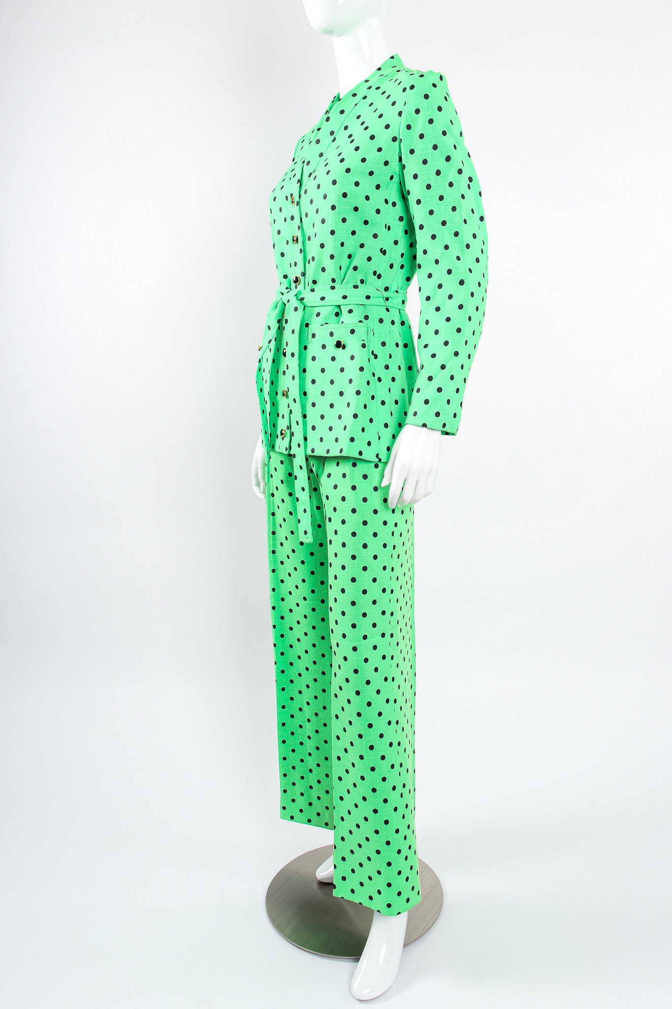 Vintage Jaeger Polka Dot Jacket & Pant Suit Set on Mannequin angle @ Recess LA