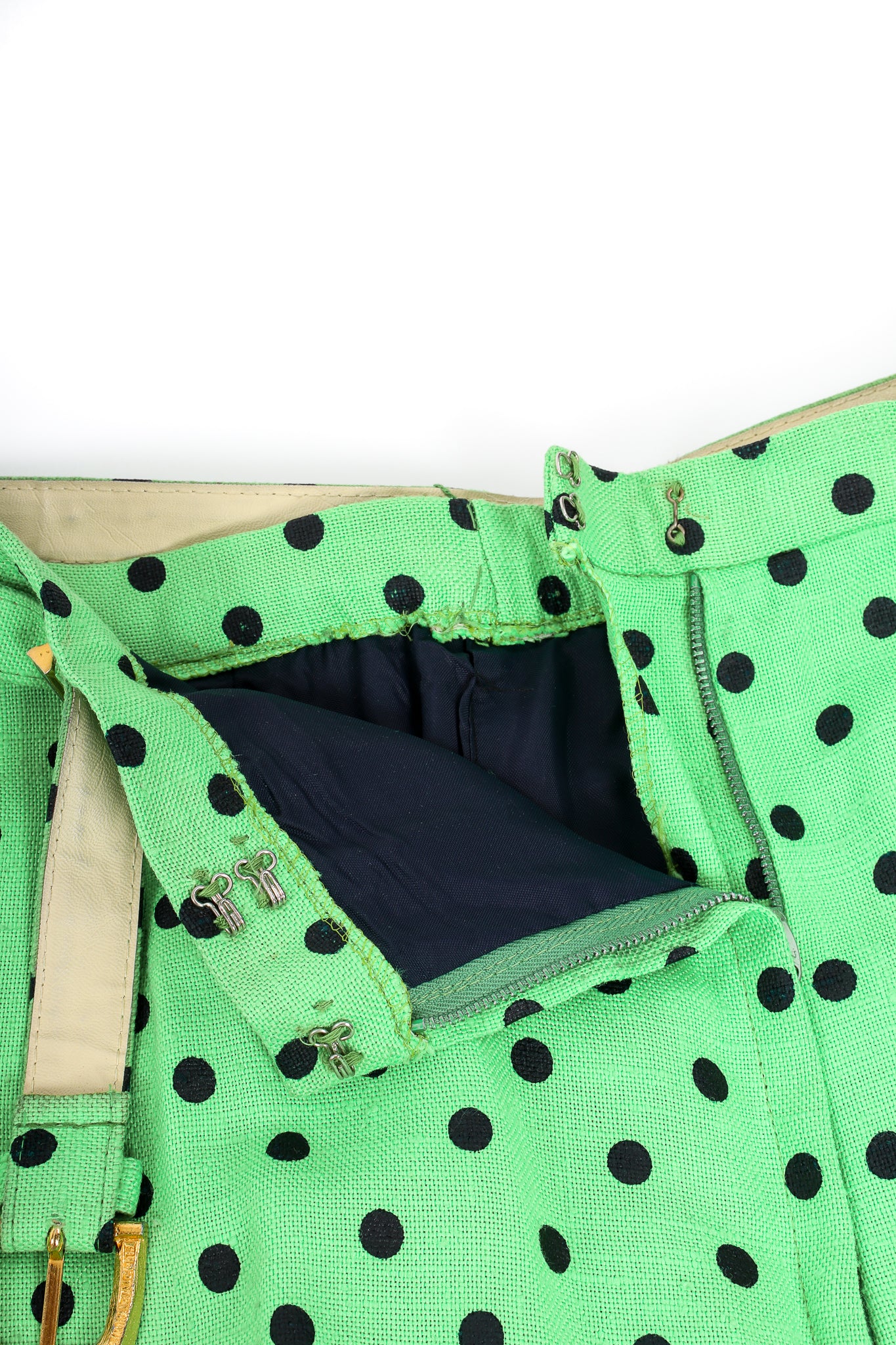 Vintage Jaeger Polka Dot Jacket & Pant Suit Set pant waist closures @ Recess LA