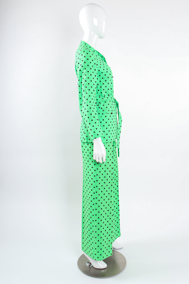 Vintage Jaeger Polka Dot Jacket & Pant Suit Set on Mannequin side @ Recess LA