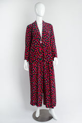 Vintage Jaeger Floral Silk Jacket & Pant Lounge Set on mannequin front at Recess Los Angeles