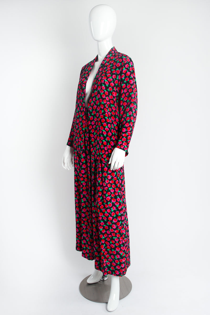 Vintage Jaeger Floral Silk Jacket & Pant Lounge Set on mannequin front at Recess Los Angeles