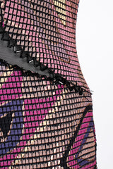 Vintage Janine Asymmetrical Mosaic Mesh Cutout Dress missing bead at Recess Los Angeles