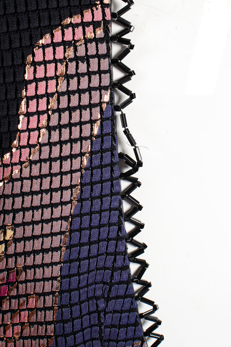 Vintage Janine Asymmetrical Mosaic Mesh Cutout Dress dropped bead at Recess Los Angeles