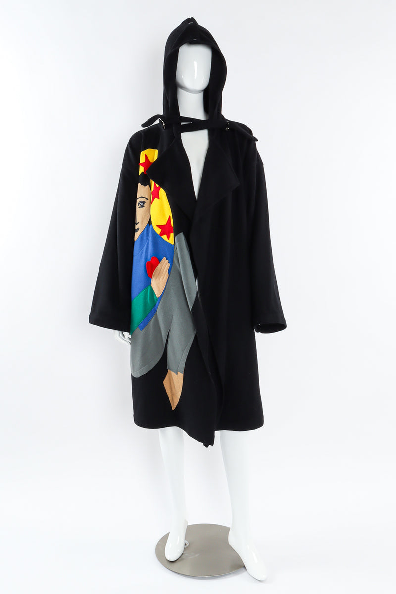 Vintage Jean Charles De Castelbajac Star Love Wool Coat mannequin front hood on @ Recess LA