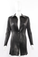 Vintage Jean Claude Jitrois Sheer Leather Striped Jacket Set on Mannequin jacket front @ Recess LA