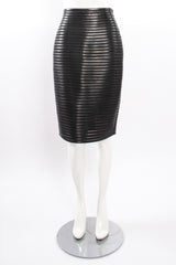 Vintage Jean Claude Jitrois Sheer Leather Striped Jacket Set Skirt front @ Recess LA