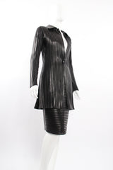 Vintage Jean Claude Jitrois Sheer Leather Striped Jacket & Skirt Set on Mannequin angle @ Recess LA