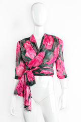 Vintage Jean Louis Scherrrer Sheer Floral Wrap Top & Palazzo Set on Mannequin front at Recess