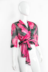 Vintage Jean Louis Scherrrer Sheer Floral Wrap Top & Palazzo Set on Mannequin front at Recess