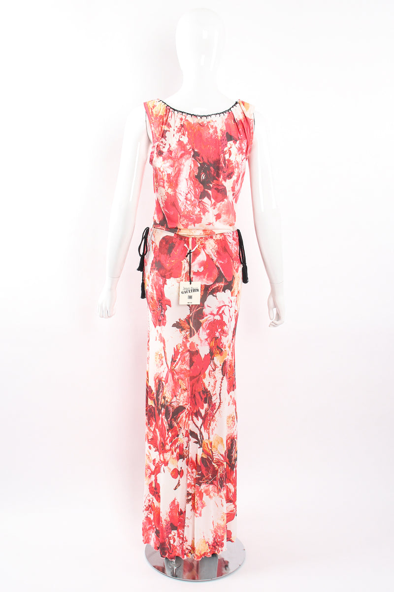 Vintage Jean Paul Gaultier Floral Scoop Tank & Skirt Set on Mannequin back tuck at Recess LA