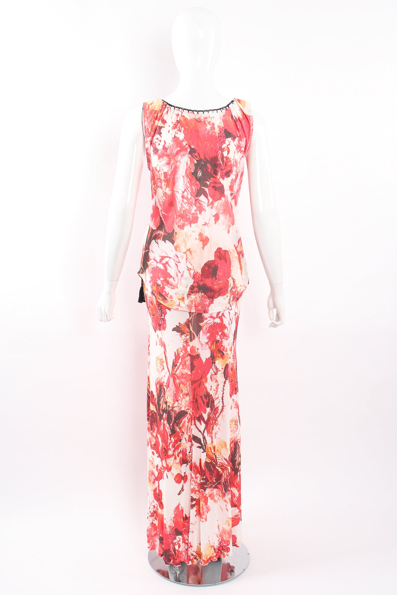 Vintage Jean Paul Gaultier Floral Scoop Tank & Skirt Set on Mannequin back untuck at Recess LA