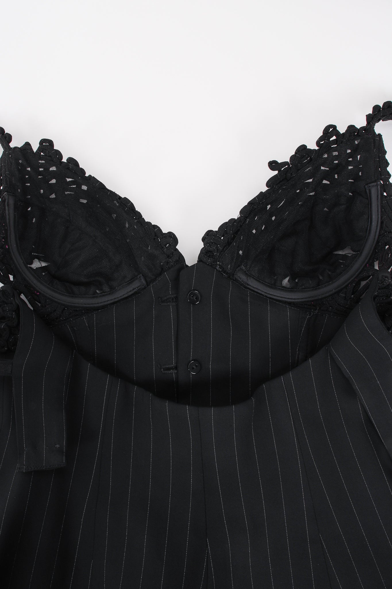 Vintage Jean Paul Gaultier Pinstripe Bustier Bra Jacket bust wire at Recess Los Angeles