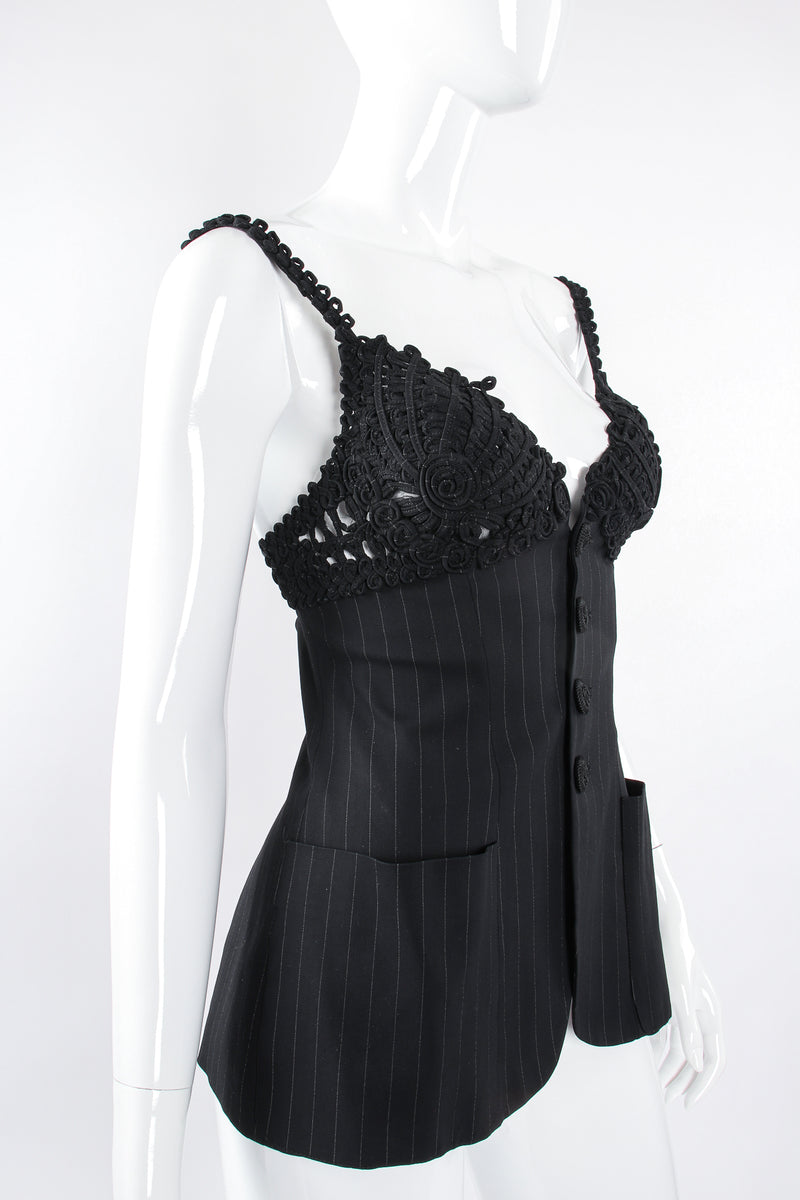 Vintage Jean Paul Gaultier Pinstripe Bustier Bra Jacket on Mannequin crop at Recess Los Angeles