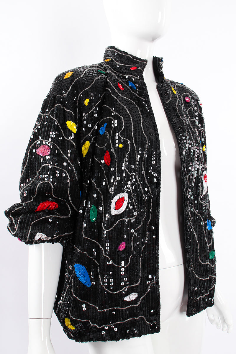 Vintage Jeanette for St Martin Sequined Stallion Bomber Jacket on Mannequin angle at Recess LA