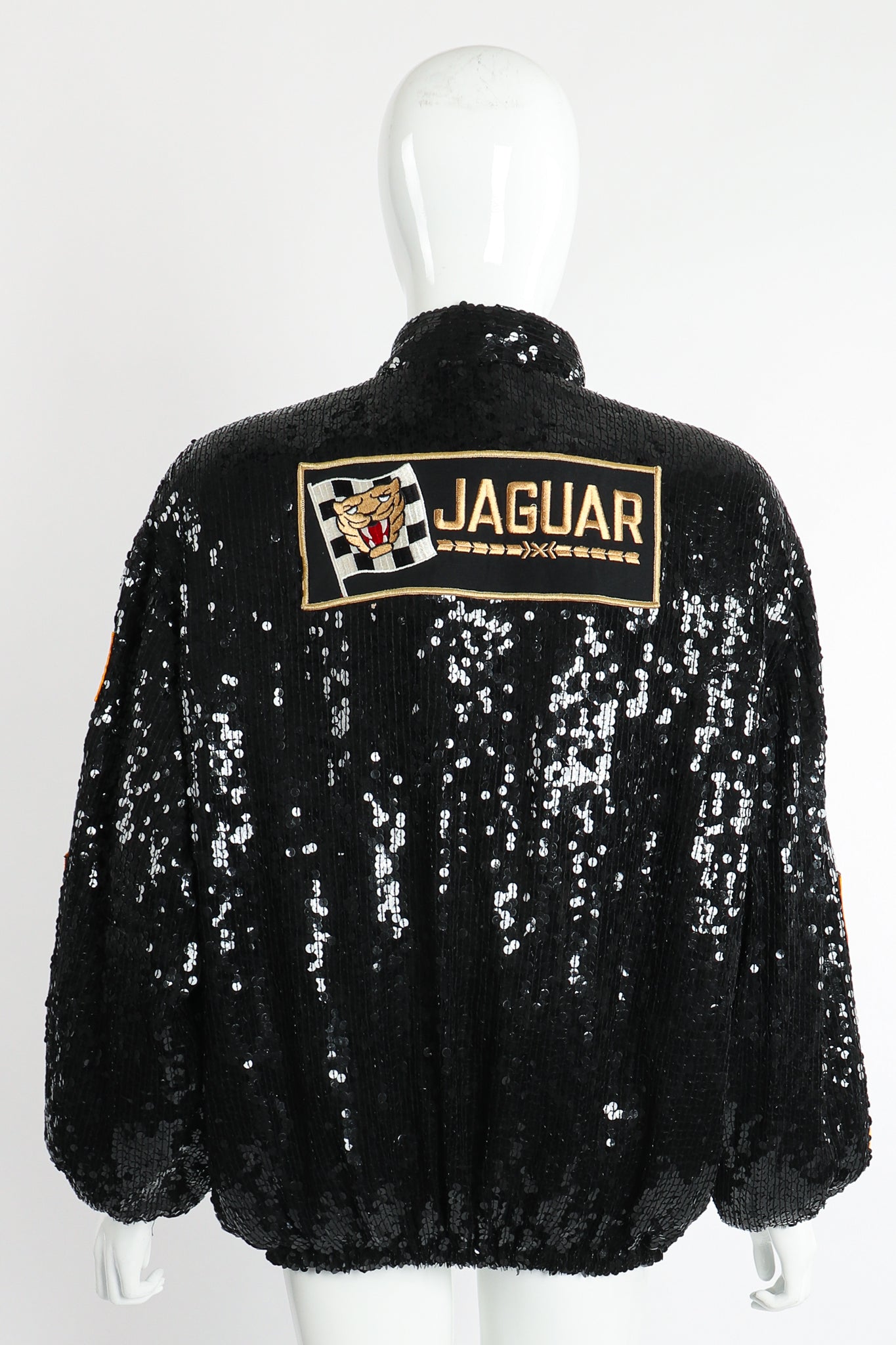 Vintage Jeanette Kastenberg St Martin Sequined Formula 1 Bomber on Mannequin back at Recess LA