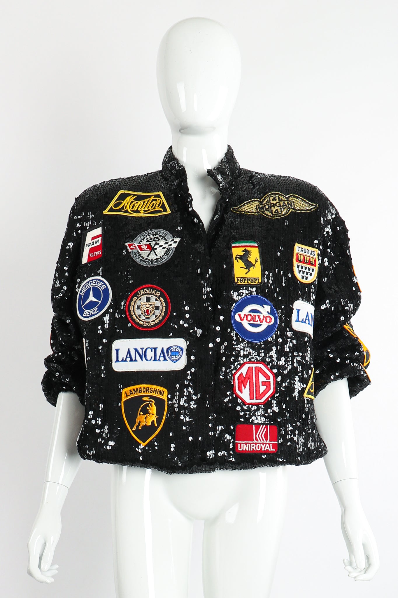 Vintage Jeanette Kastenberg St Martin Sequined Formula 1 Bomber on Mannequin bloused at Recess