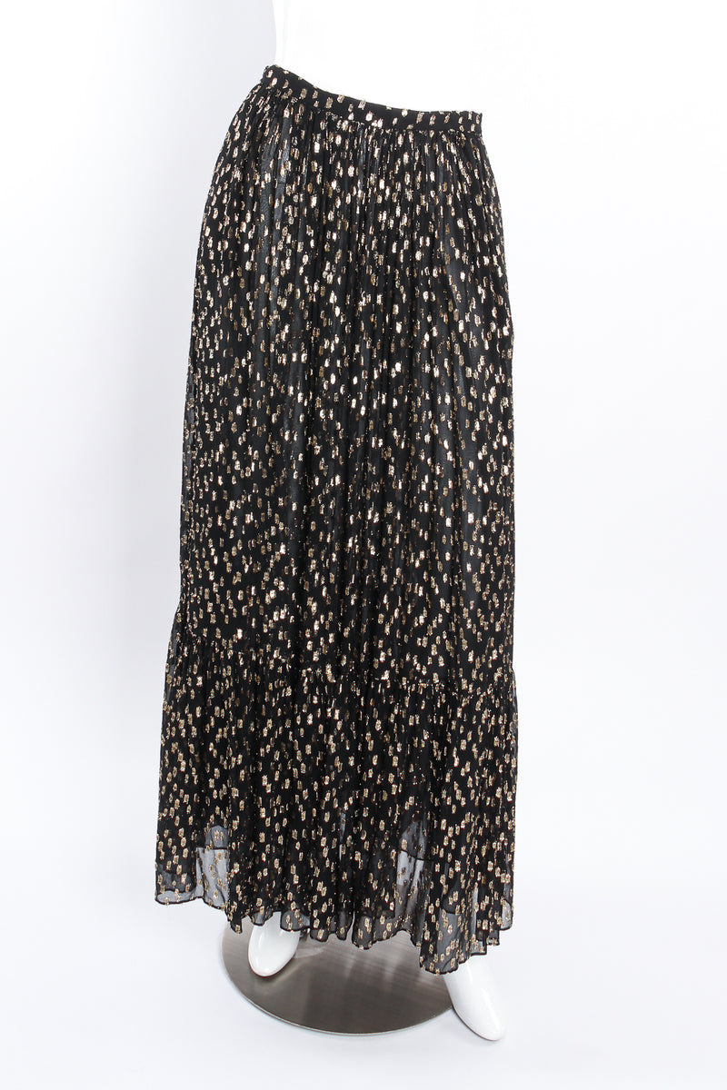 Vintage Jeri NY Gold Lamé Spotted Ruffle Skirt Set on mannequin front at Recess Los Angeles