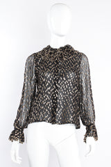 Vintage Jeri NY Gold Lamé Spotted Ruffle Blouse Set on mannequin front at Recess Los Angeles