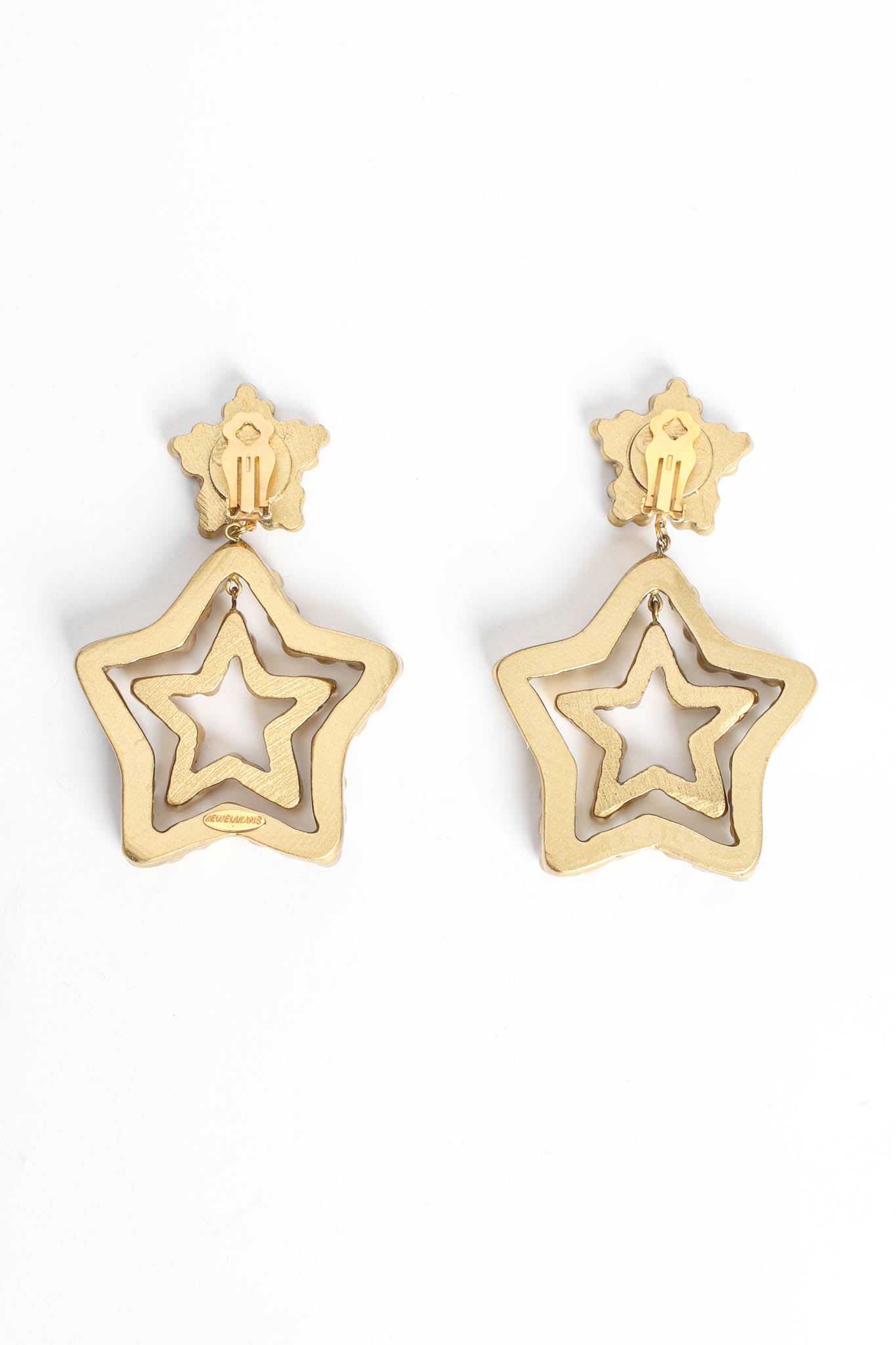 Vintage Jewellians Triple Star Rhinestone Earrings reverse side@ Recess LA