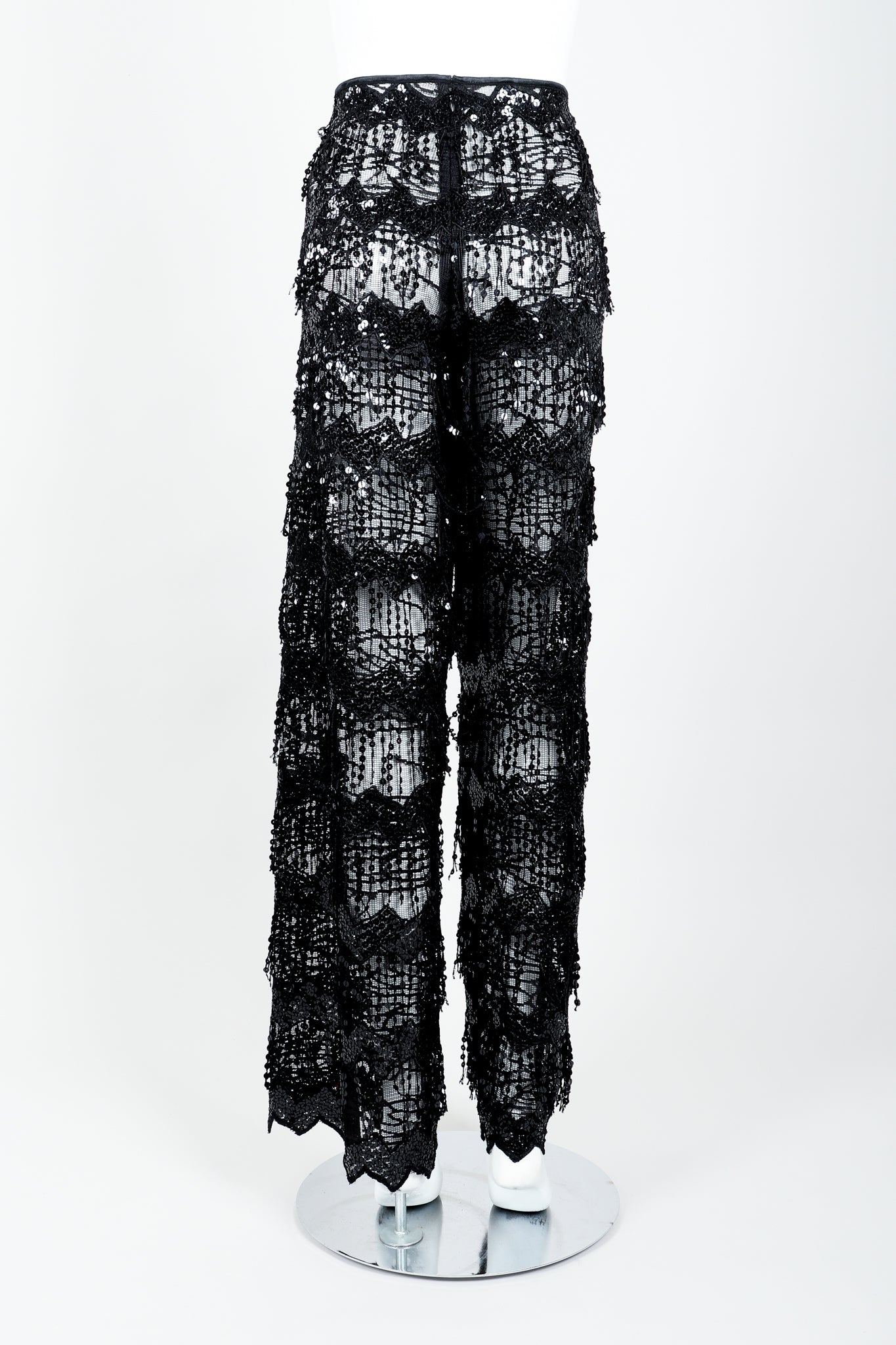 Vintage Jiki Sheer Sequin Tassel Pant On Mannequin Back at Recess