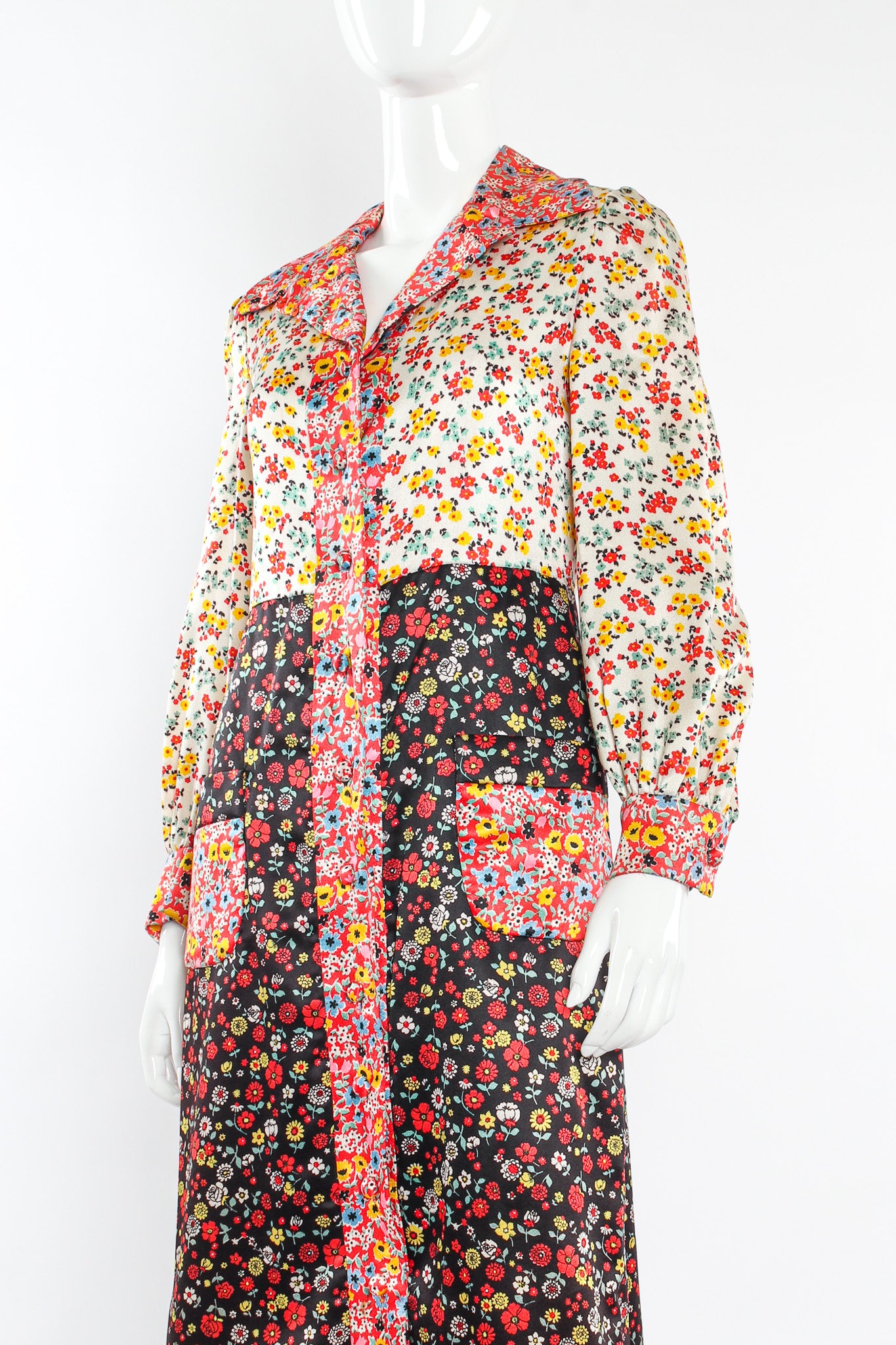 Vintage Joan Leslie by Kasper Floral Duster & Pant Set mannequin top close @ Recess LA