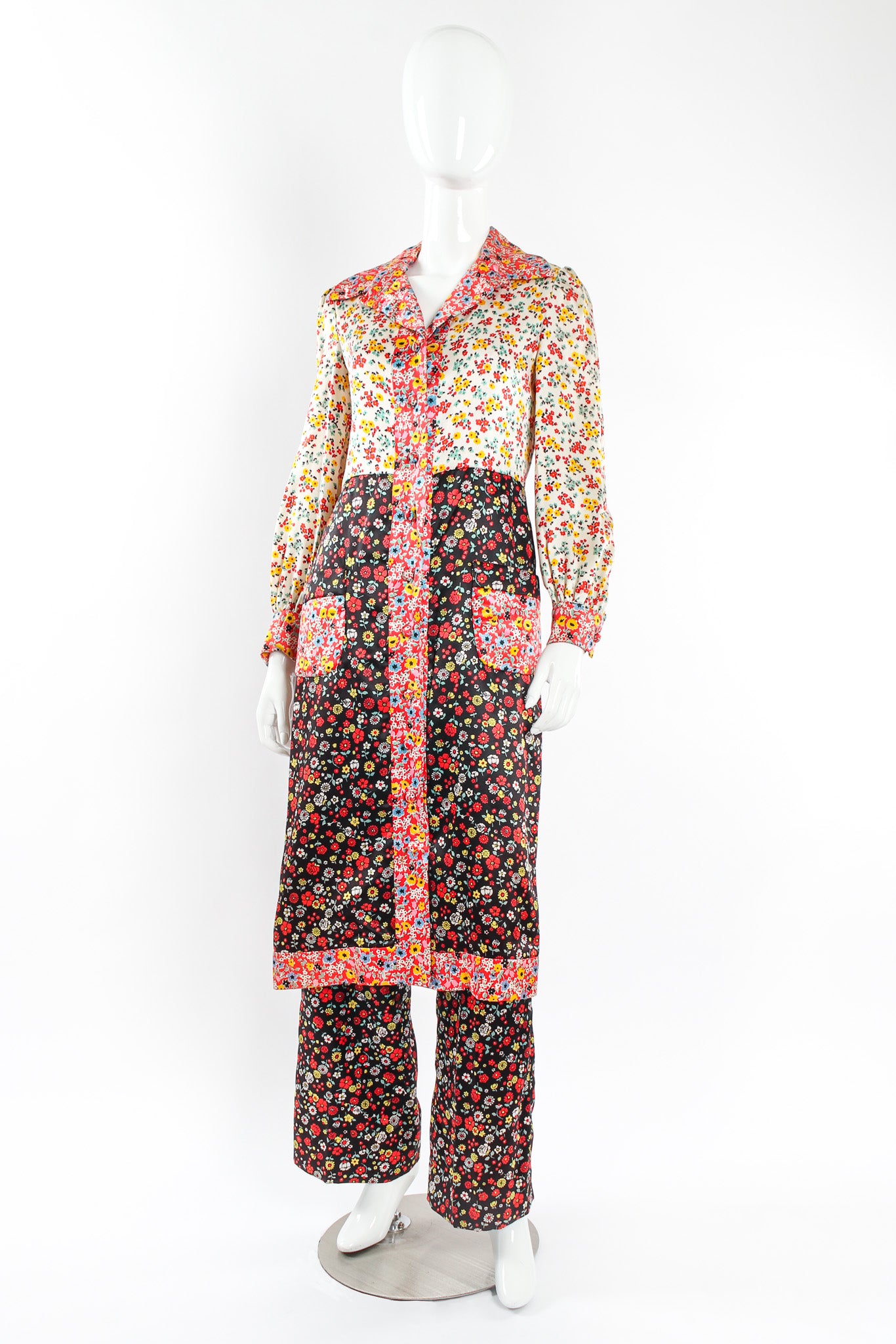 Vintage Joan Leslie by Kasper Floral Duster & Pant Set mannequin front @ Recess LA