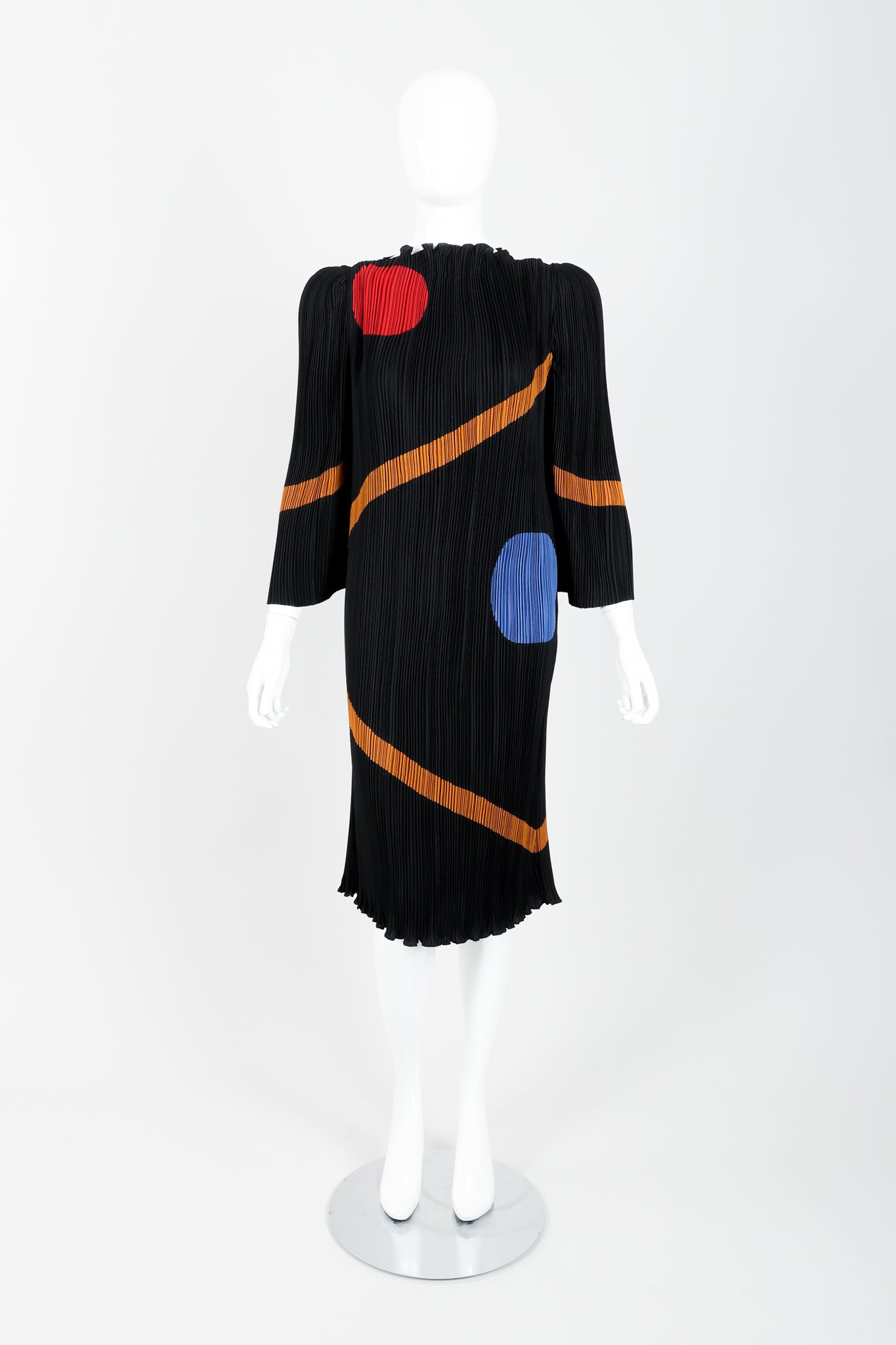 Vintage John Bates Pleated Graphic Print Dress Front at Recess