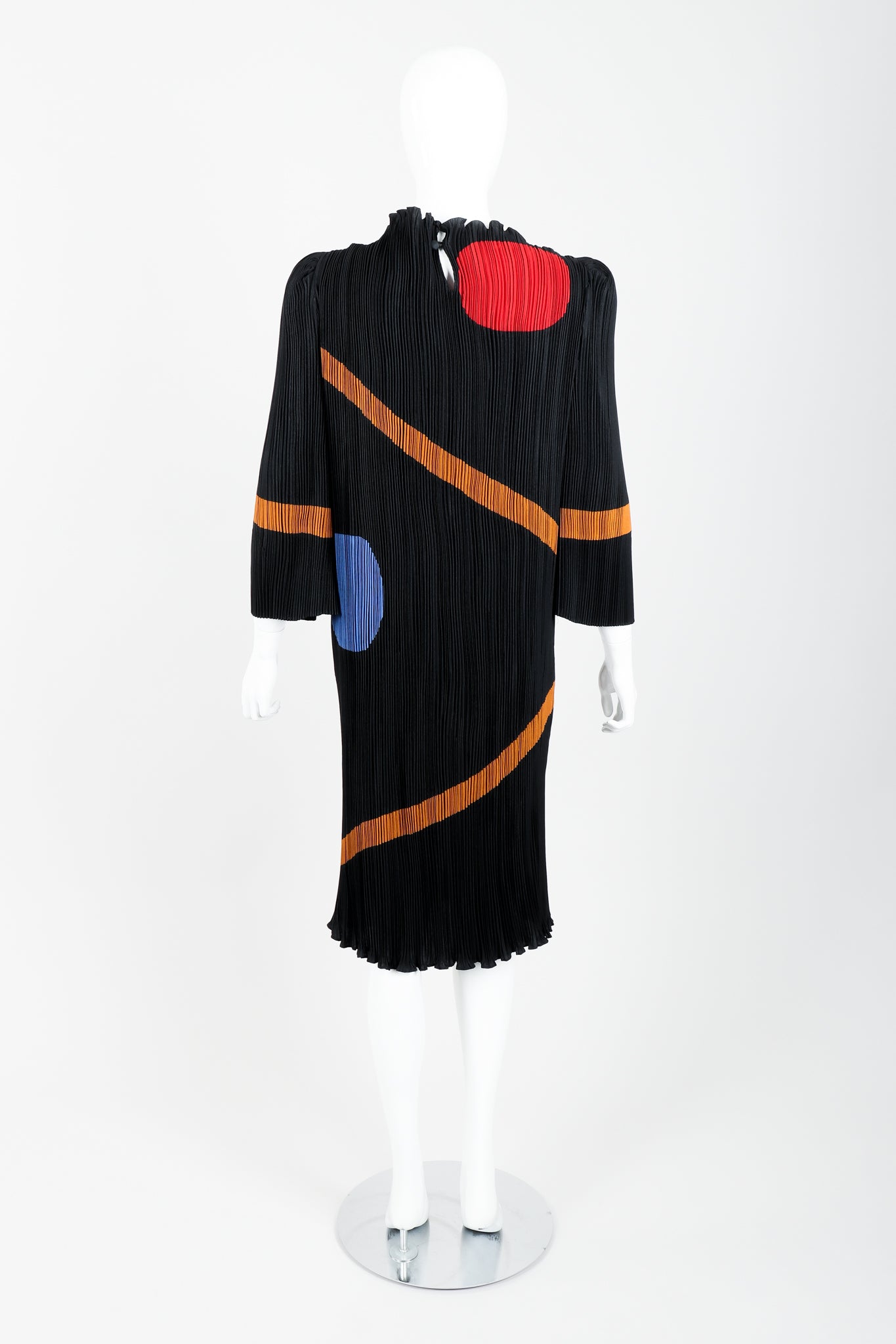 Vintage John Bates Pleated Graphic Print Dress Back at Recess