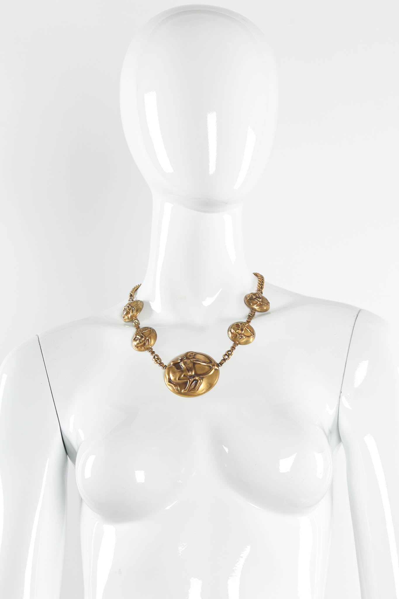 Vintage Joseff of Hollywood Sagittarius Archer Dome Necklace on mannequin  @ Recess LA