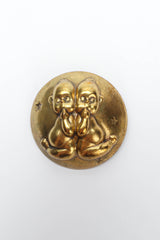 Vintage Joseff of Hollywood Gemini Twins Brass Dome Pin front @ Recess LA