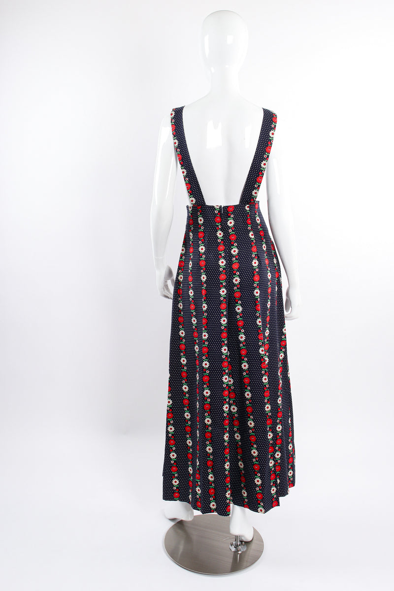 Vintage Joseph Magnin Wide Leg Floral Dot Suspender Pant on Mannequin back at Recess Los Angeles