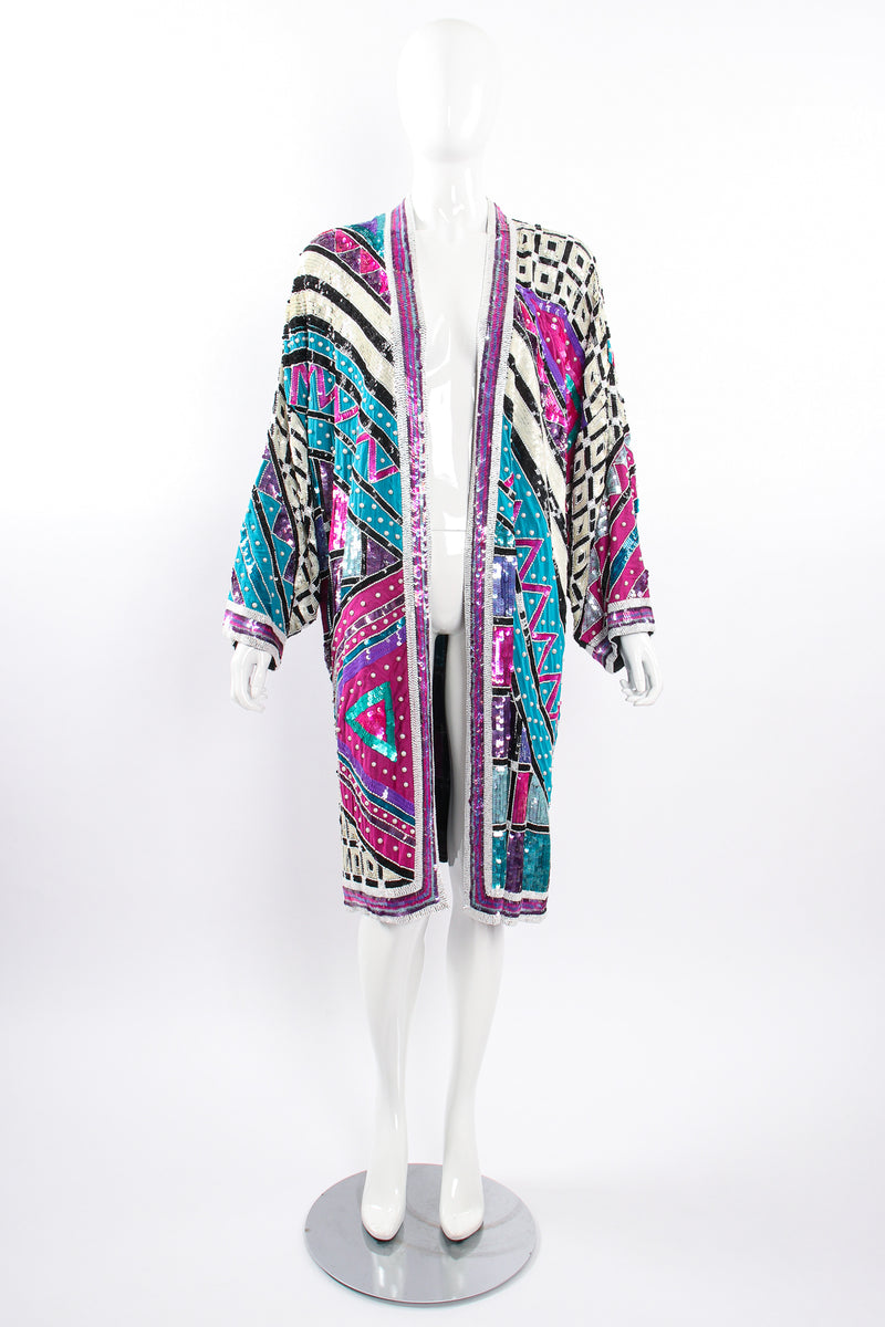 Vintage Judith Ann Creations Embellished Sequin Duster Coat on Mannequin front at Recess LA