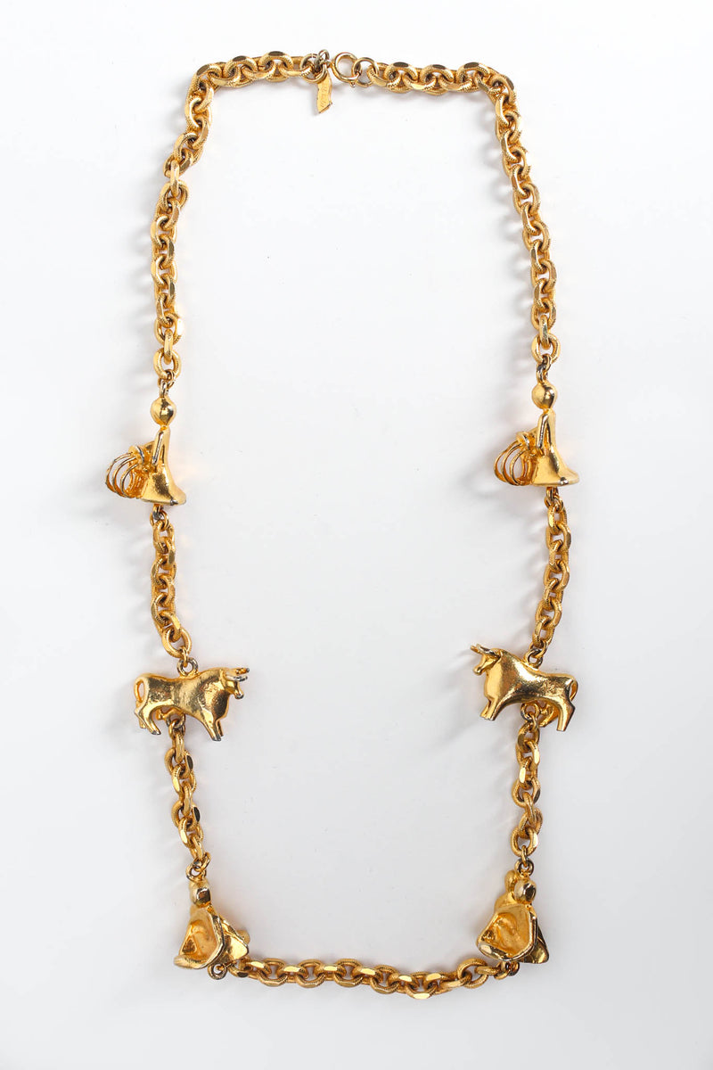 Vintage Judith Leiber Astrology Sign Charm Necklace overall flat @ Recess Los Angeles